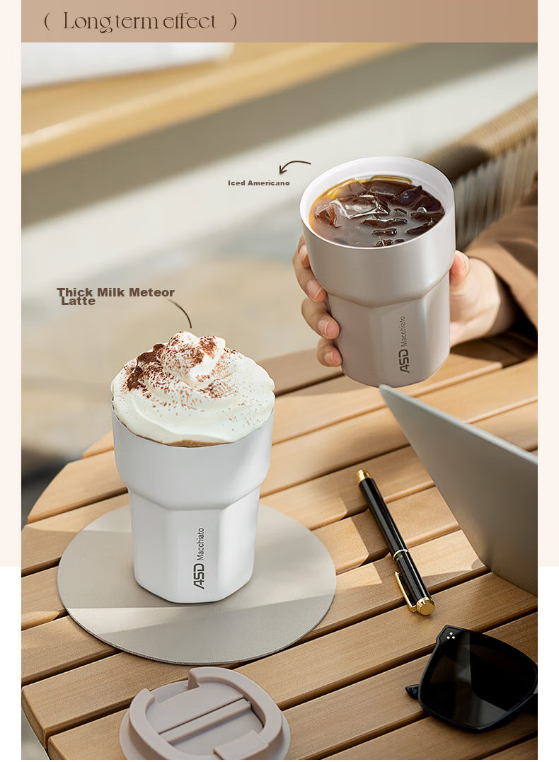 Термокружка ASD Insulated Mug, керамическая, портативная, двойного назначения, RWS35B6WG-IV, 350 мл, цвет "лунно-белый"