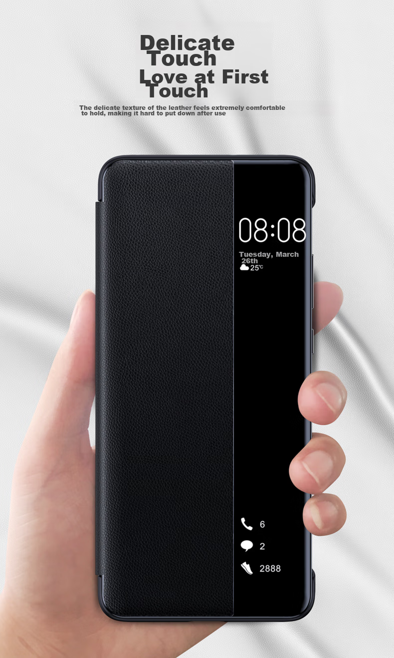 Чехол для Huawei P50 Pro ZhengJian, синий, кожаный, с окошком, смарт-окно, противоударный, бизнес-стиль