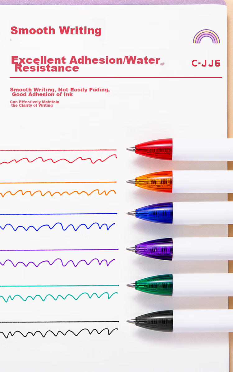 ZEBRA Rainbow Retractable Gel Pen, 0.5mm Bullet Tip Signing Pen, Colorful Student Drawing Marking Coloring Journal Pen Ink Pen C-JJ6 Blue-Black Single Pe