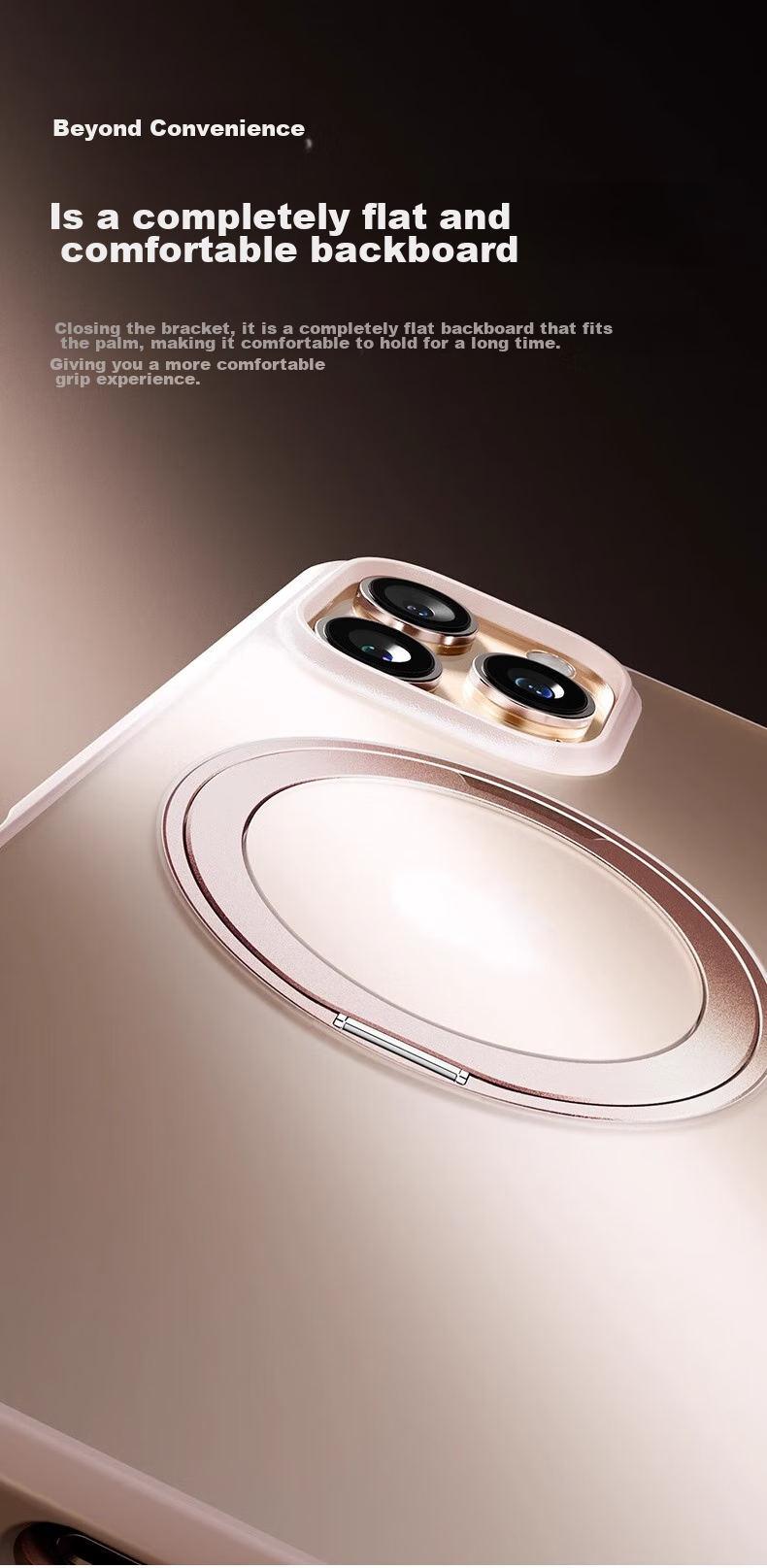 Чехол TORRAS Pivot для Apple iPhone 16 Pro Max, золотой, с магнитным кольцом