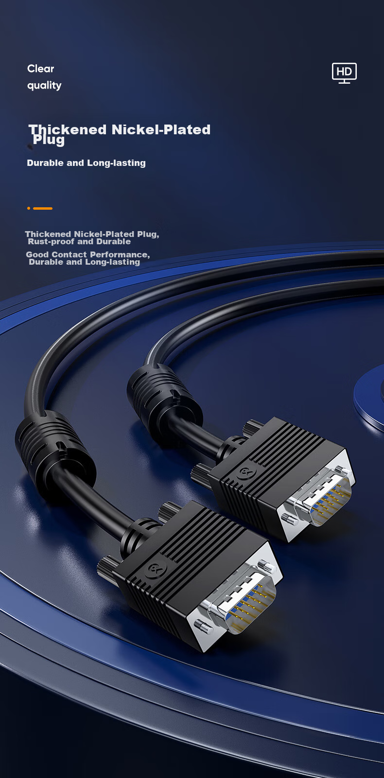 Кабель BIAZE VGA 3+6 Engineering-Grade, 5 метров, для подключения к монитору, проектору, ноутбуку, ТВ