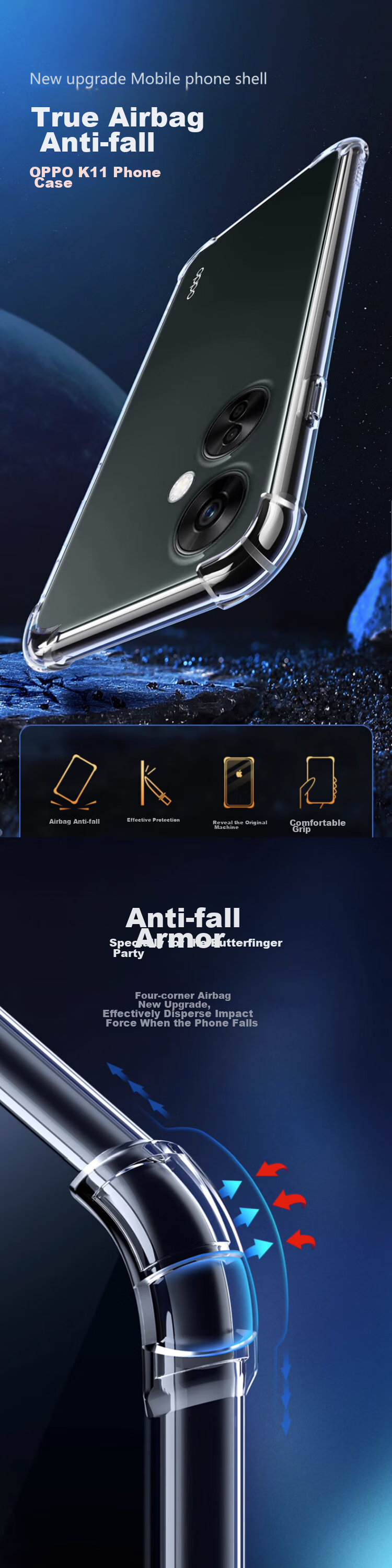Противоударный чехол MAIKUQI для OPPO K11, защита от падений с воздушными подушками, прозрачный мягкий ТПУ, прозрачно-белый