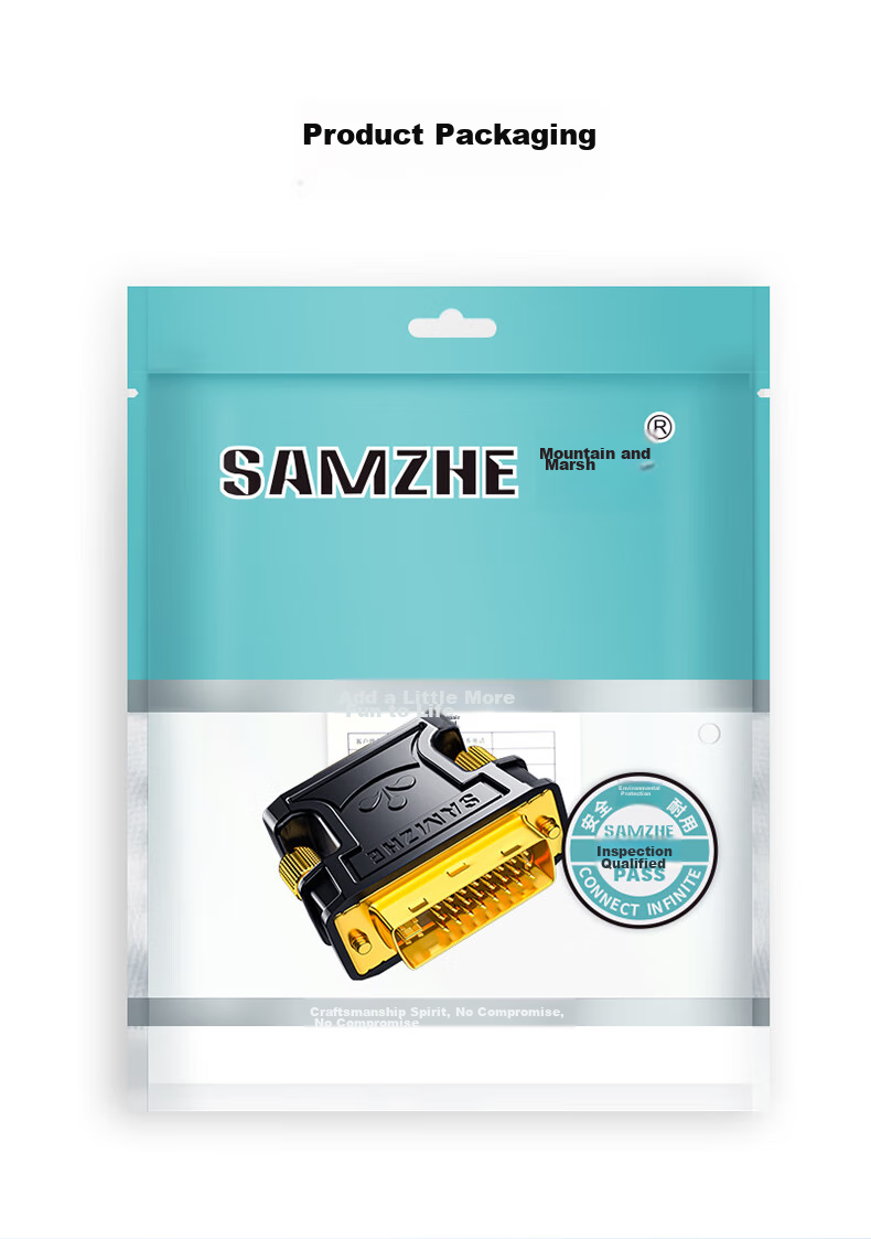 Адаптер SAMZHE DVI (24+5) Male на VGA Female ZH-333, конвертер HD, для подключения видеокарты к монитору или проектору, черный