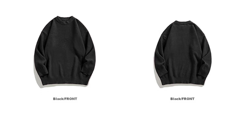 Свитер Foss Phil Crew Neck Sweater для мужчин и женщин, осенне-зимний, корейский стиль, лонгслив, повседневный, свободный, вязаный, базовый, MZ001, черный, 3XL