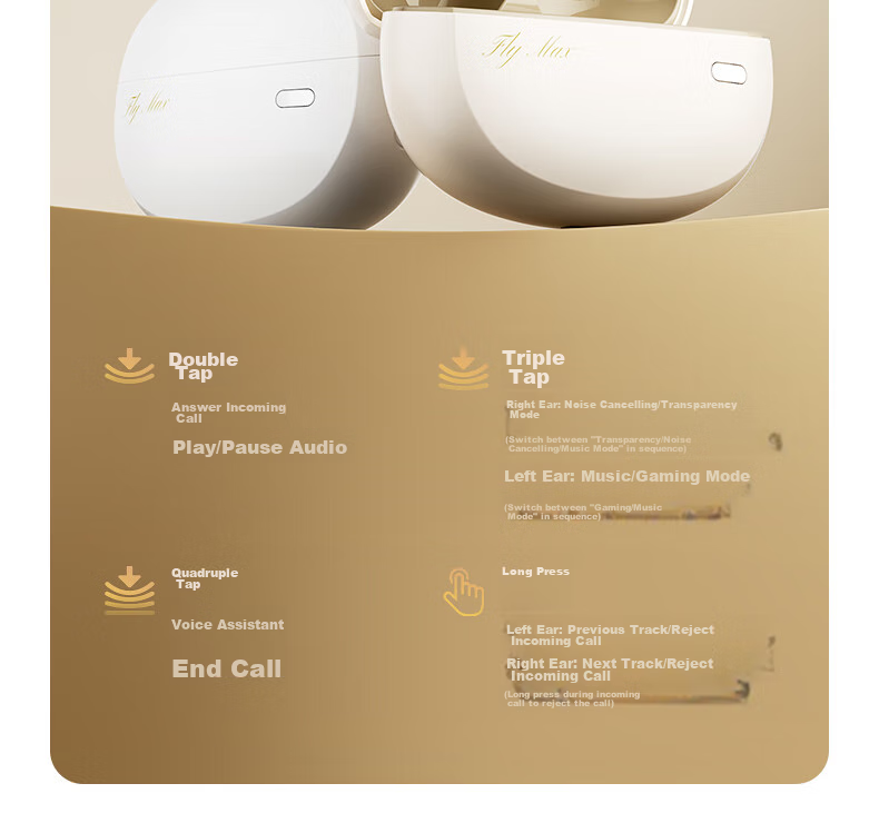 Беспроводные наушники iKF Fly Max с активным шумоподавлением, True Wireless, Bluetooth 5.4, до 30 часов работы, черный