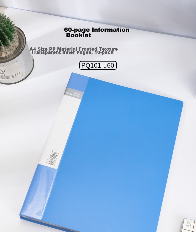 Папка для документов Deli PQ101-J60, синяя, A4, 60 страниц