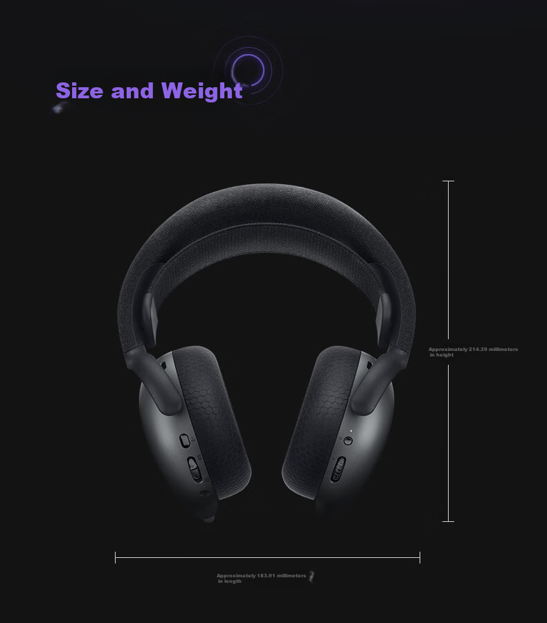 Игровые наушники Alienware AW725H Bluetooth Wireless Gaming Headset, полноразмерные, с микрофоном, три режима подключения, интеллектуальное шумоподавление, длительное время работы от аккумулятора
