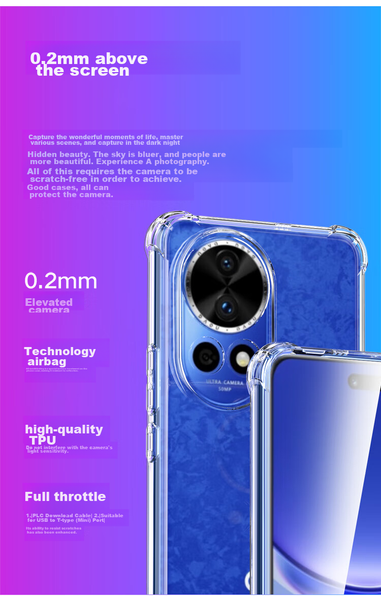 Чехол ESCAPE для Huawei Nova 12 Pro/Ultra, противоударный с защитой всех линз, прозрачный, с магнитным кольцом