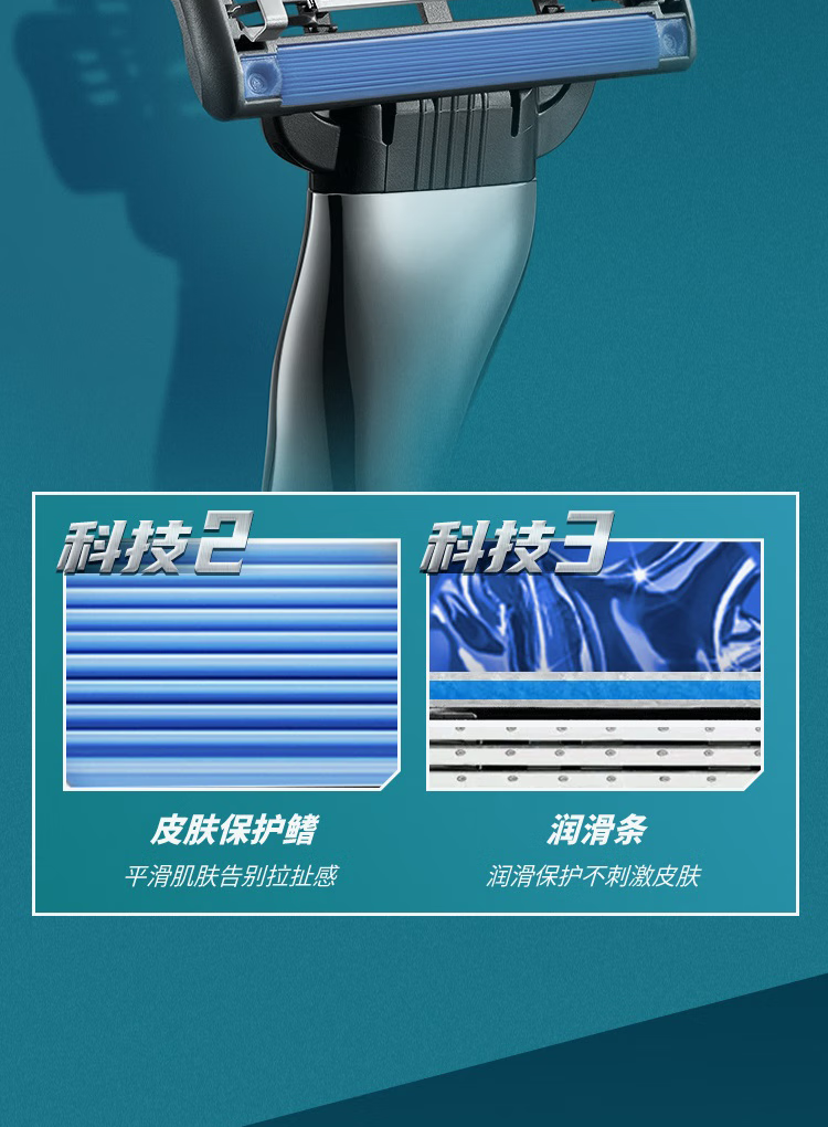 吉列剃须刀手动刮胡刀锋速3 1刀架1刀头手动胡须刀剃胡刀