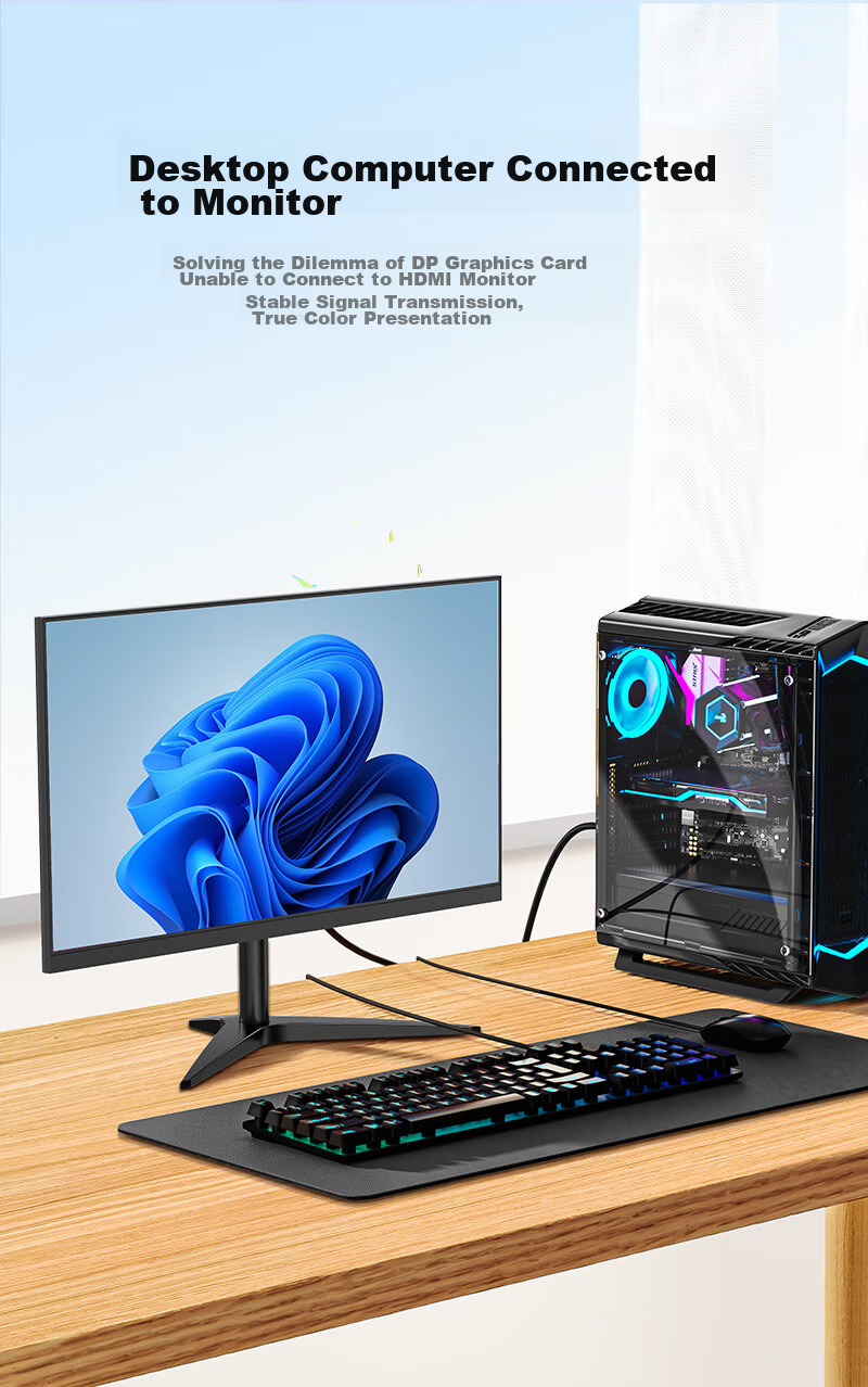 Кабель-адаптер SAMZHE DP to HDMI, версия 1.2, 4K HD, 1 метр, LDH10