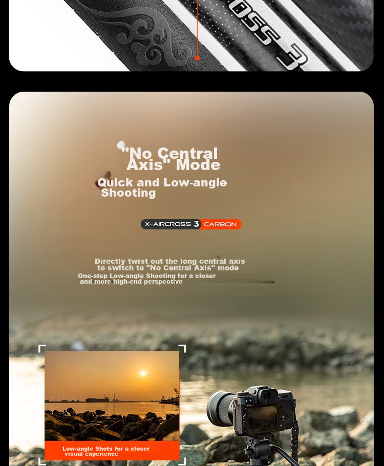Штатив Fotopro Air 3 Lite VIDEO с гидравлической головкой из углеродного волокна для фото- и видеосъемки, оригинальный карбоновый серый