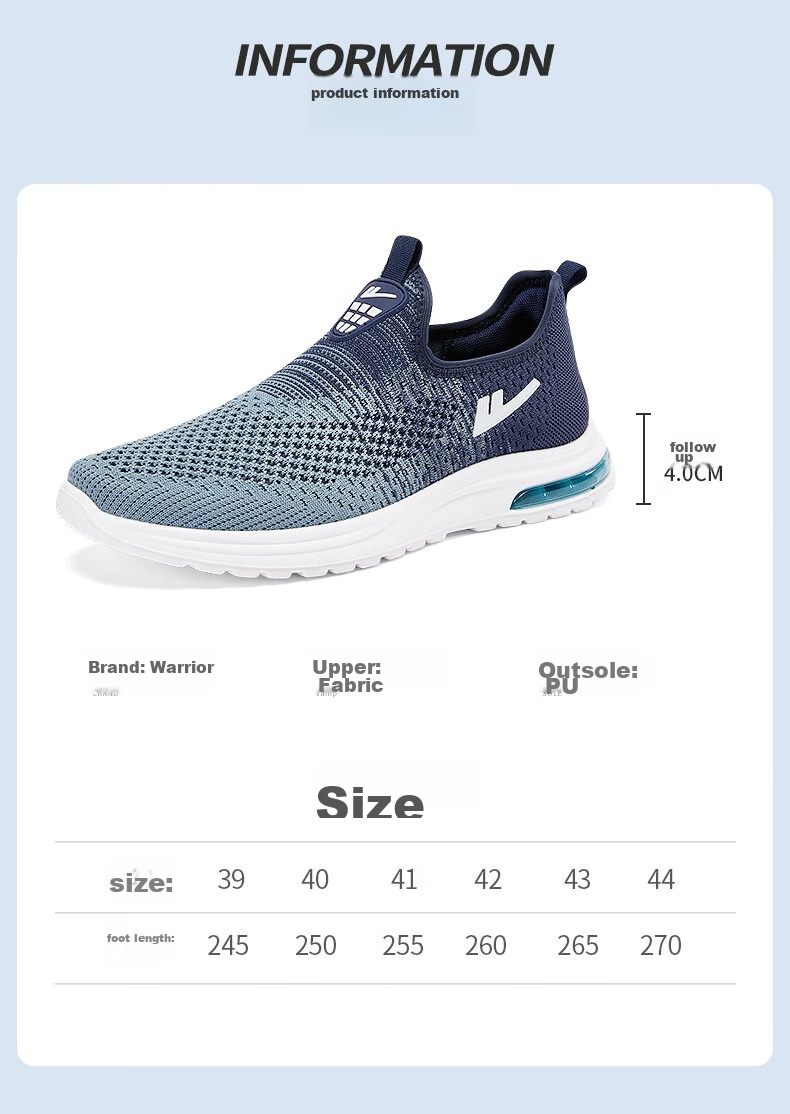Кроссовки Warrior мужские, летние, дышащие, сетчатые, на плоской подошве, синие, размер 42