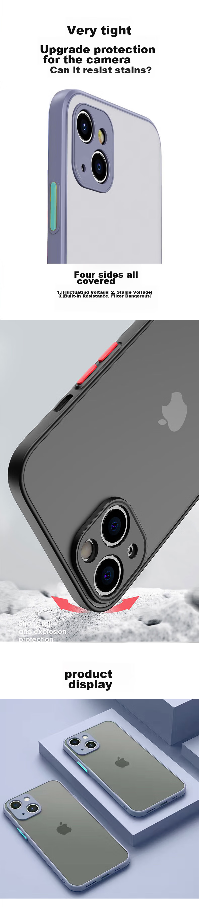 Чехол MAIKUQI для Apple iPhone 13, противоударный, с полной защитой объектива, прозрачный, матовый, с мягким краем, для мужчин и женщин, цвет "Серая бабушка"