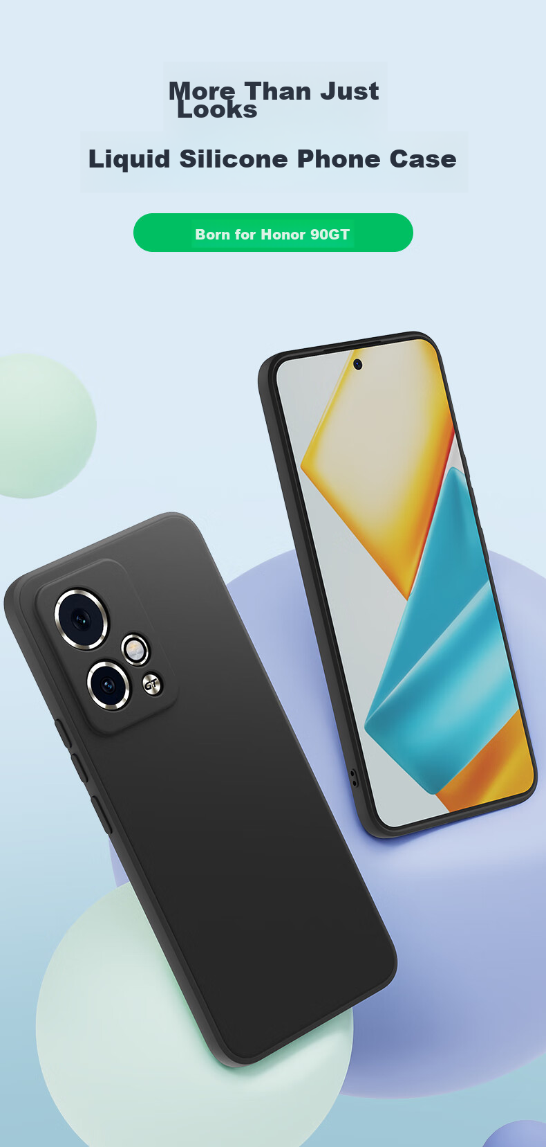 Чехол BIAZE для Honor 90 GT, противоударный, ультратонкий, с flocked lining, черный