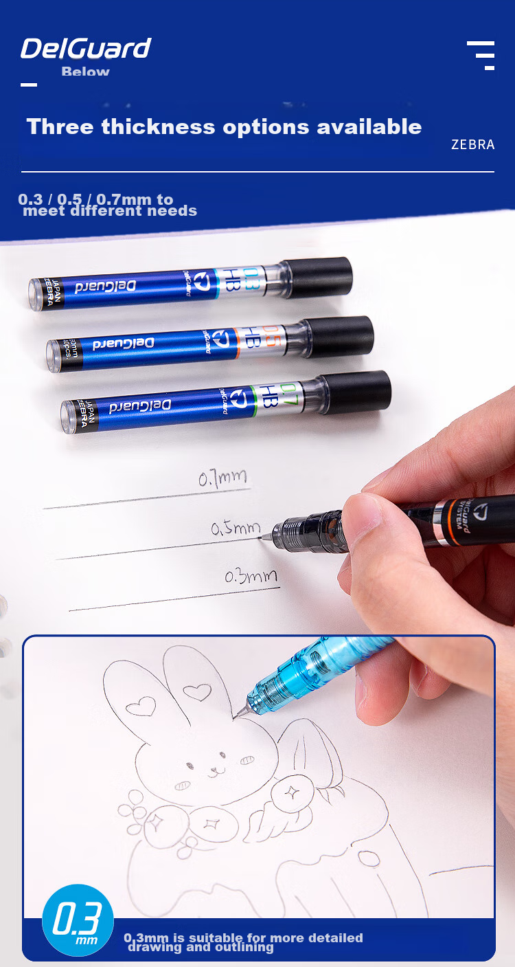 Механический карандаш ZEBRA DelGuard MA85, 0.5 мм, синий