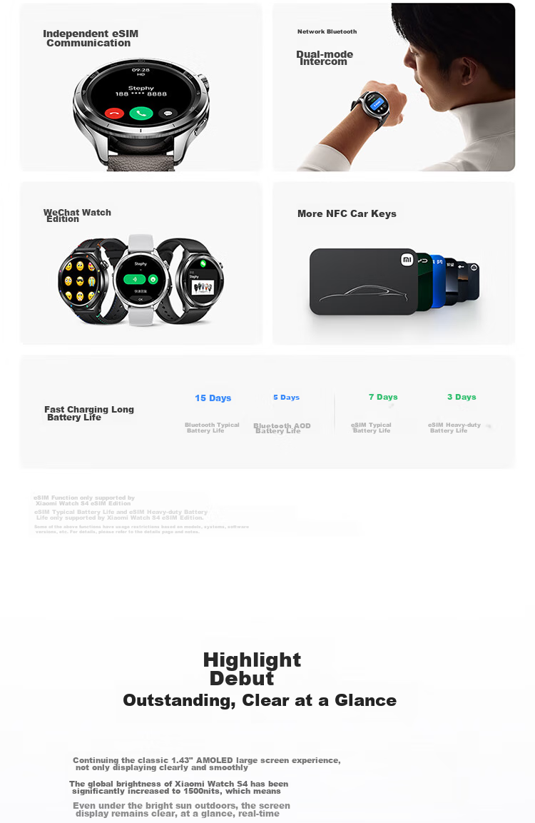 Умные часы Xiaomi Watch S4, черный, с измерением кислорода в крови и NFC