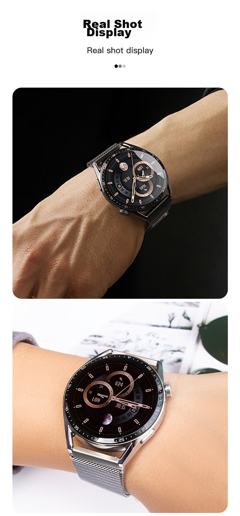 Ремешок Weiqiantu для Huawei Watch GT 3/GT 2 42мм, миланская петля, магнитная застежка, серебристый