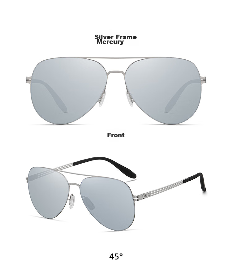 Polarized Aviator Sunglasses HLA for Men, Classic Vintage Style, Gunmetal Frame, Black and Gray Lenses, UV Protection