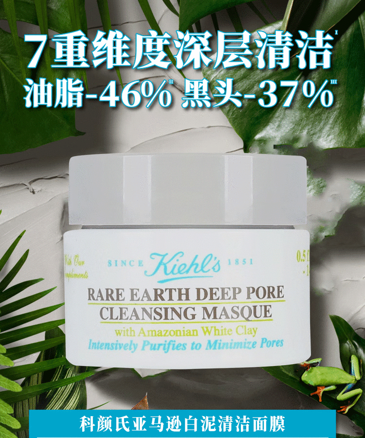 科颜氏（ Kiehl's）亚马逊白泥清洁面膜 14ml*2