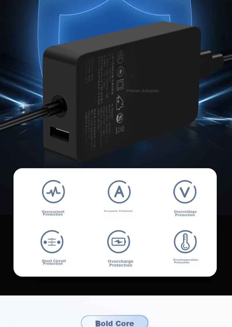 Зарядное устройство Mryc для ноутбука Microsoft Surface, 65 Вт, 15 В 4 А, с USB-портом, совместимо с Surface Pro 5/6/7/8/X/Go, Laptop 3/4, Book Power Adapter