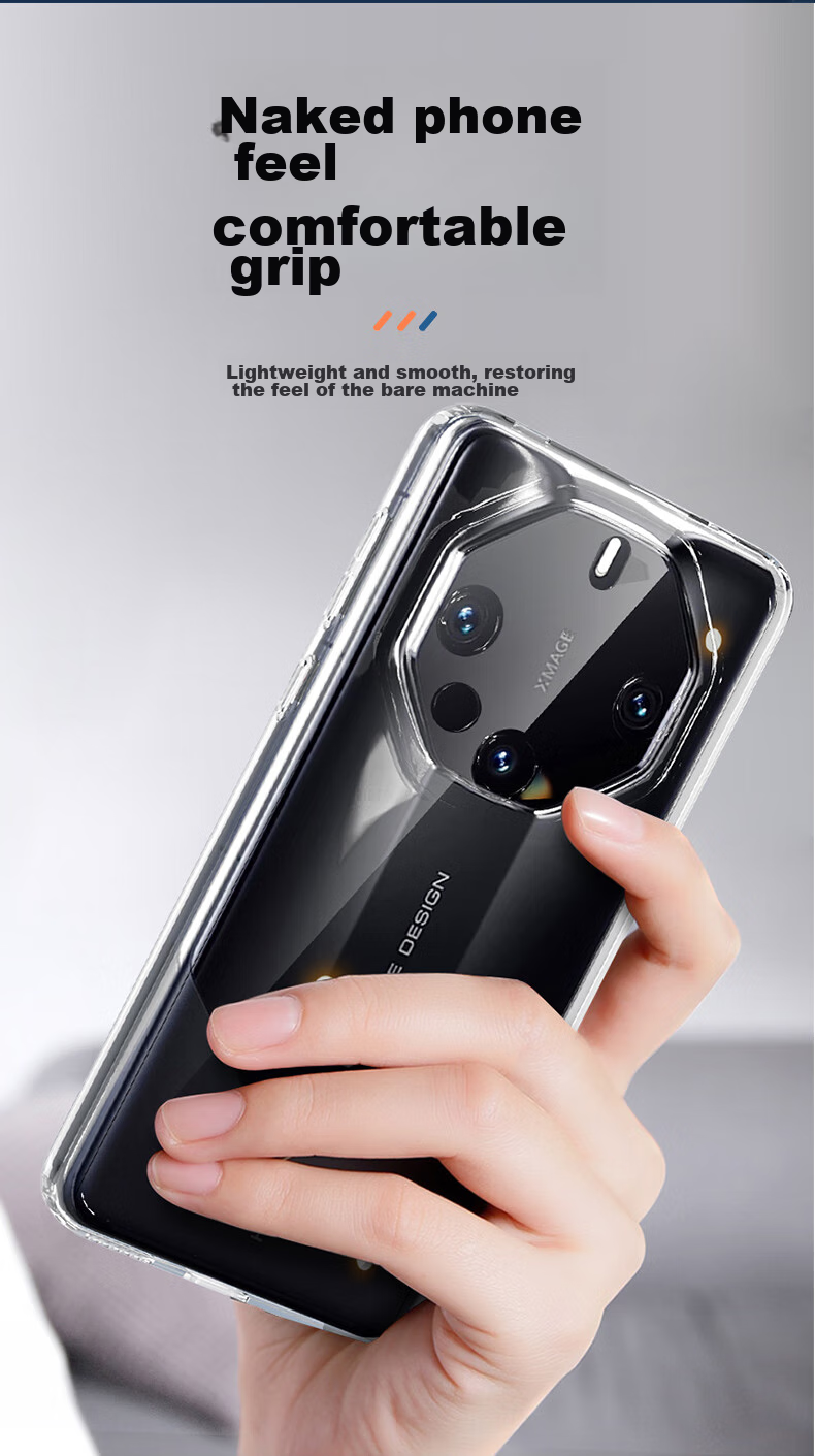 Противоударный чехол HotFire для Huawei Mate60 RS, Mate60 RS Pro, прозрачный, силикон, с защитой камеры, простой стиль