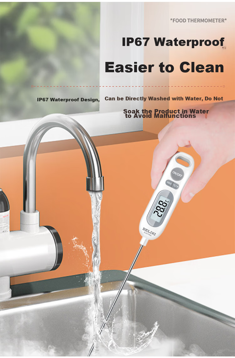 Электронный термометр DELIXI ELECTRIC DM-1047, кухонный, для еды, воды, молока, масла, с зондом, ЖК-дисплей, диапазон -50°C до +300°C