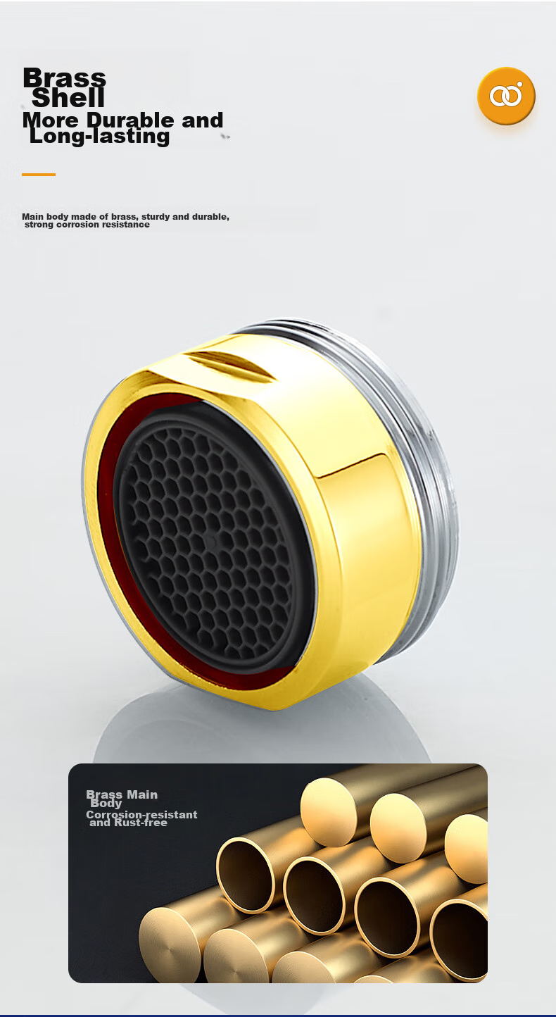 Аэратор для смесителя KEGOO K06043 с внешней резьбой 24 мм, фильтр-сетка для раковины, в комплекте ключ для снятия