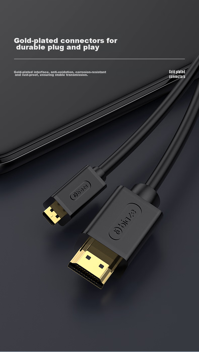 Адаптер BIAZE Micro HDMI на HDMI, версия 2.0, кабель 1.5 метра, поддержка 4K 60Hz для ноутбуков, планшетов, камер, телевизоров и проекторов