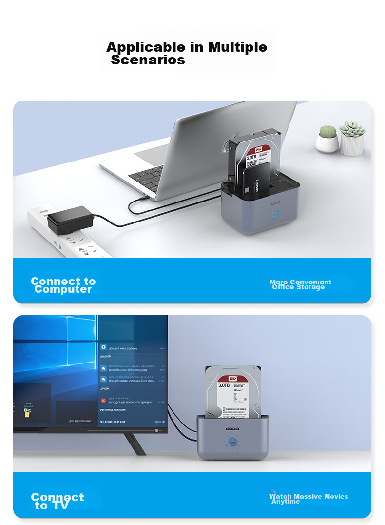 Внешний корпус GODO для жесткого диска 3.5" SATA, USB 3.0, с функцией копирования без ПК