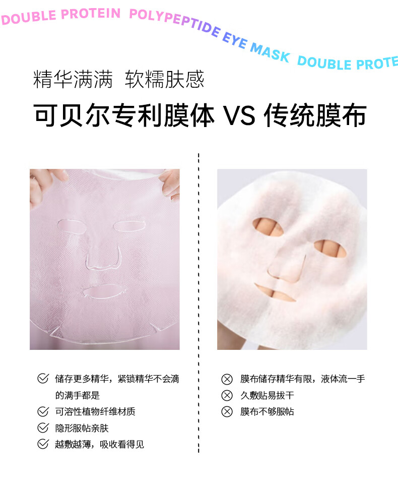 可贝尔（COBOR）胶原双蛋白水晶面膜3片装补水保湿装提亮保湿紧致女神女生礼物