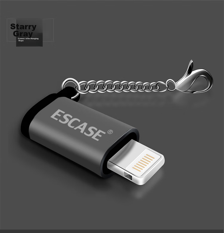 Переходник ESCASE Micro USB на Lightning для iPhone/iPad, OTG, черный