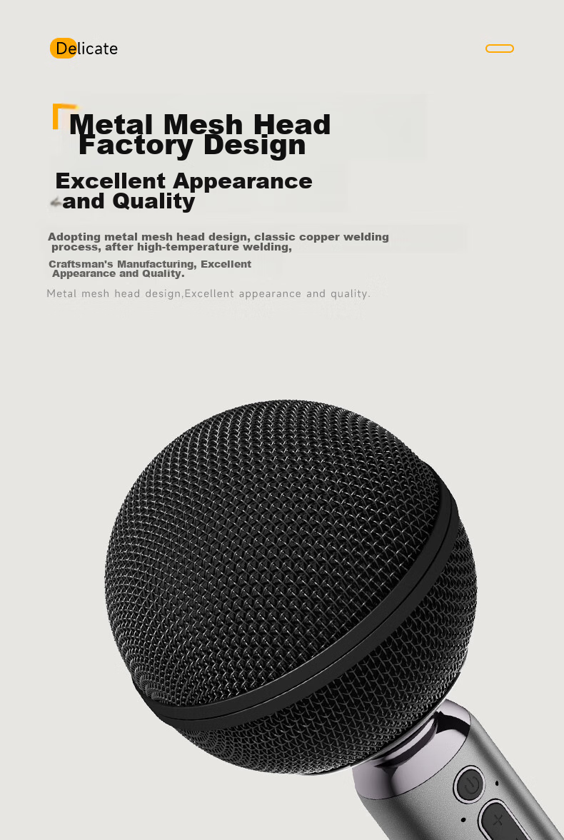Портативный караоке-микрофон QuanminKge MB53 с Bluetooth 5.3, встроенной звуковой картой и подсветкой, черный