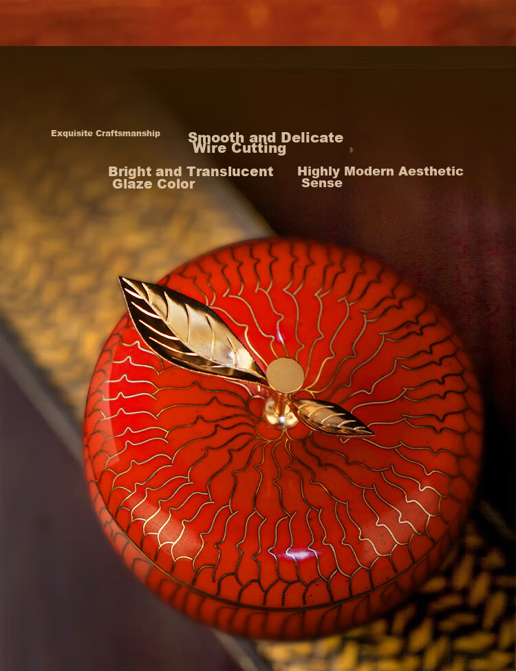 Шкатулка "Семейное воссоединение и благополучие" SINO-FOREIGN ENAMEL GALLERY, эмаль, яблоко, настольный сувенир, подарок