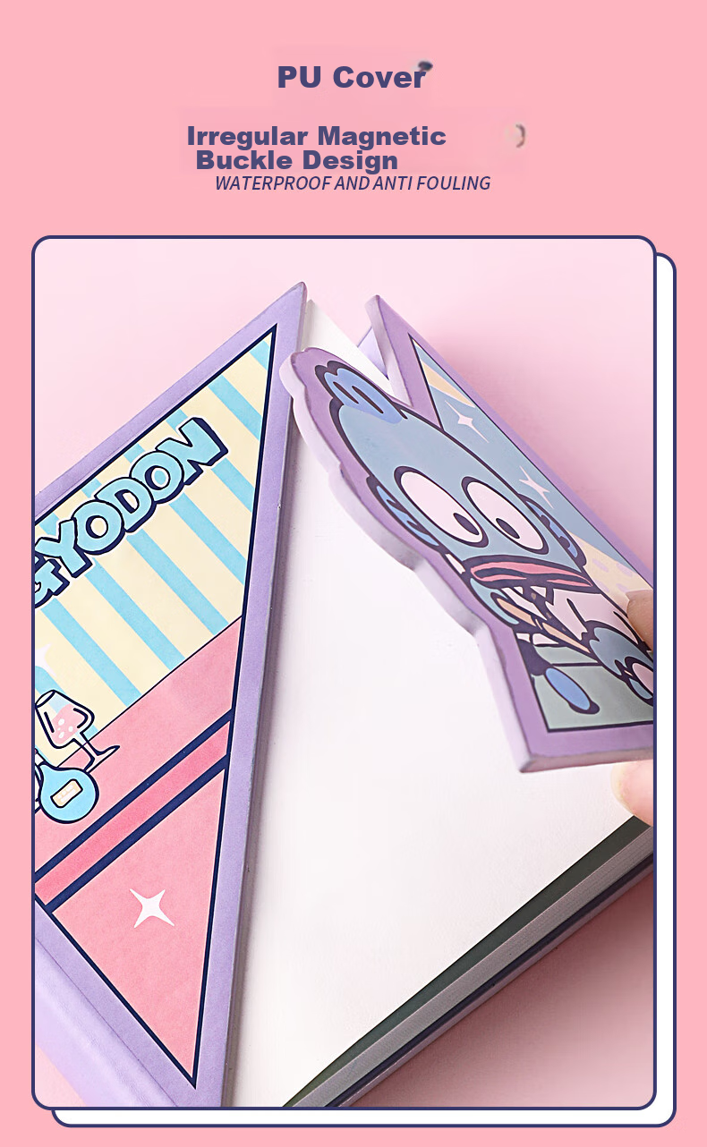 Блокнот GuangBo X Sanrio Square Leather Pocket Notebook, дизайн "Рыбка", 80 листов, 98*98 мм