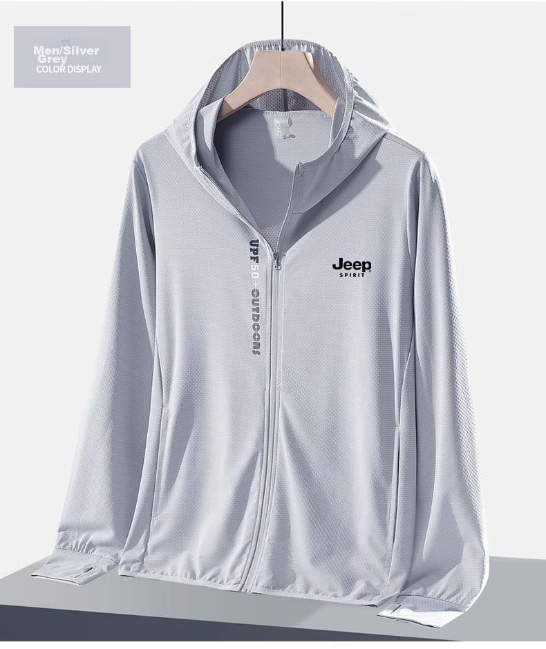 Мужская солнцезащитная куртка JEEP SPIRIT, летняя, из ледяного шелка, легкая, универсальная, для защиты от солнца, повседневная, для рыбалки, цвет полярный белый, размер XL