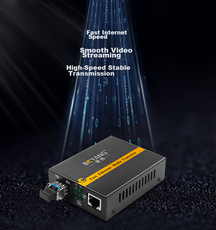 BOYANG BY-WG811S Gigabit Dual-Fiber Single-Mode Fiber Optic Transceiver, LC Interface, 25km External Power Supply