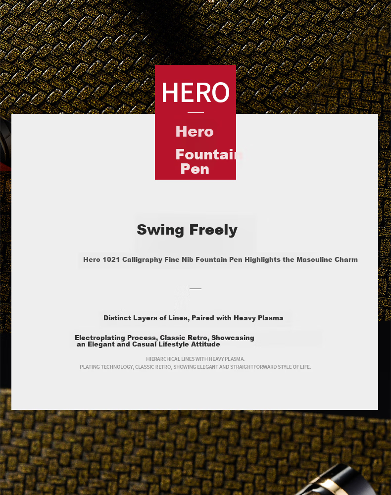 Перьевая ручка HERO 1021, тонкий наконечник, подарочный набор, черная