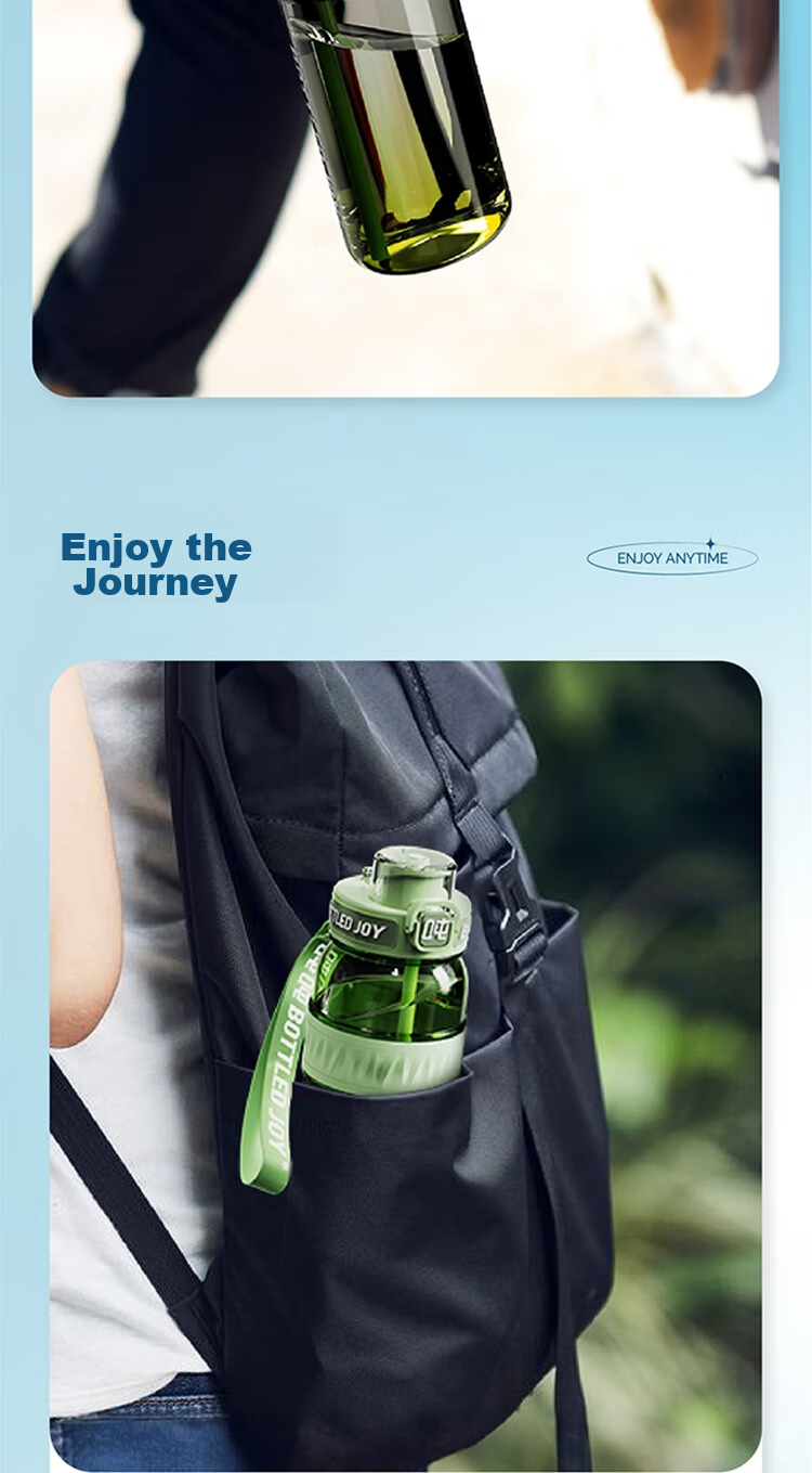 Бутылка для воды BOTTLED JOY Dundun Limited Edition, большая емкость, термостойкая, с лямкой, 750 мл, Зеленый монстр