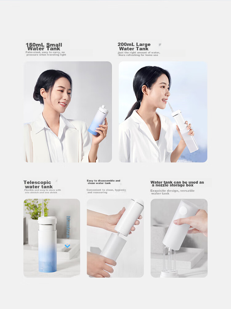 Huawei Zhixuan Libode Smart Oral Irrigator Pro, портативный ирригатор для полости рта с выдвижной конструкцией, очиститель зубов, подарок для парня и девушки на День святого Валентина, цвет "Ледяной кристалл" (синий)
