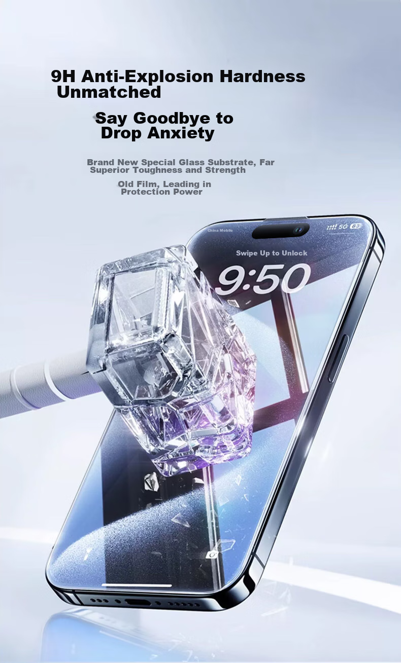 Защитное стекло DIVI для Apple iPhone 15 Pro Max, ультратонкое, противоударное, с защитой от отпечатков пальцев, полное покрытие