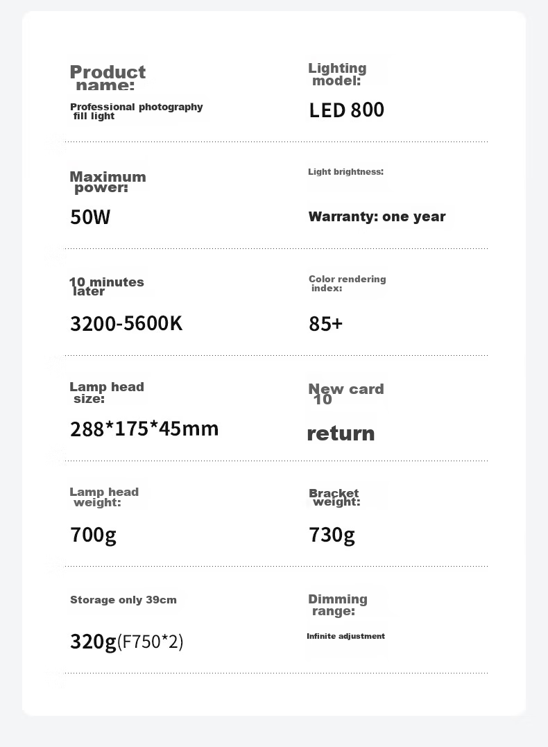 Светодиодный заливающий свет SOMITA ST-800, 800LED, 3200-5600K, для видеосъемки, фотостудии, стриминга