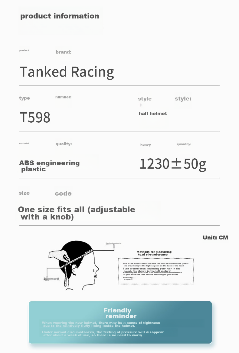 Мотошлем Tanked Racing T598, половина шлема, сертификация 3C, легкий летний шлем безопасности для электроскутера для мужчин и женщин, серый Армани, один размер