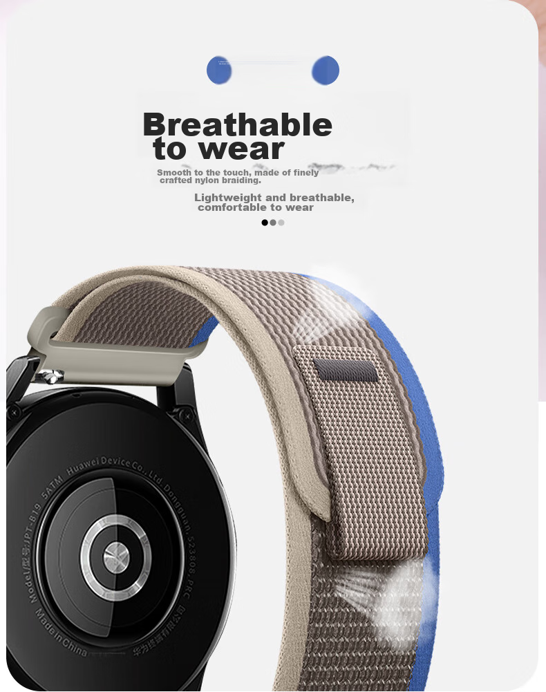 Ремешок Weiqiantu из нейлона для Huawei Watch GT 6/GT5/GT4/GT3/4 Pro, черный с серым, 46/48 мм