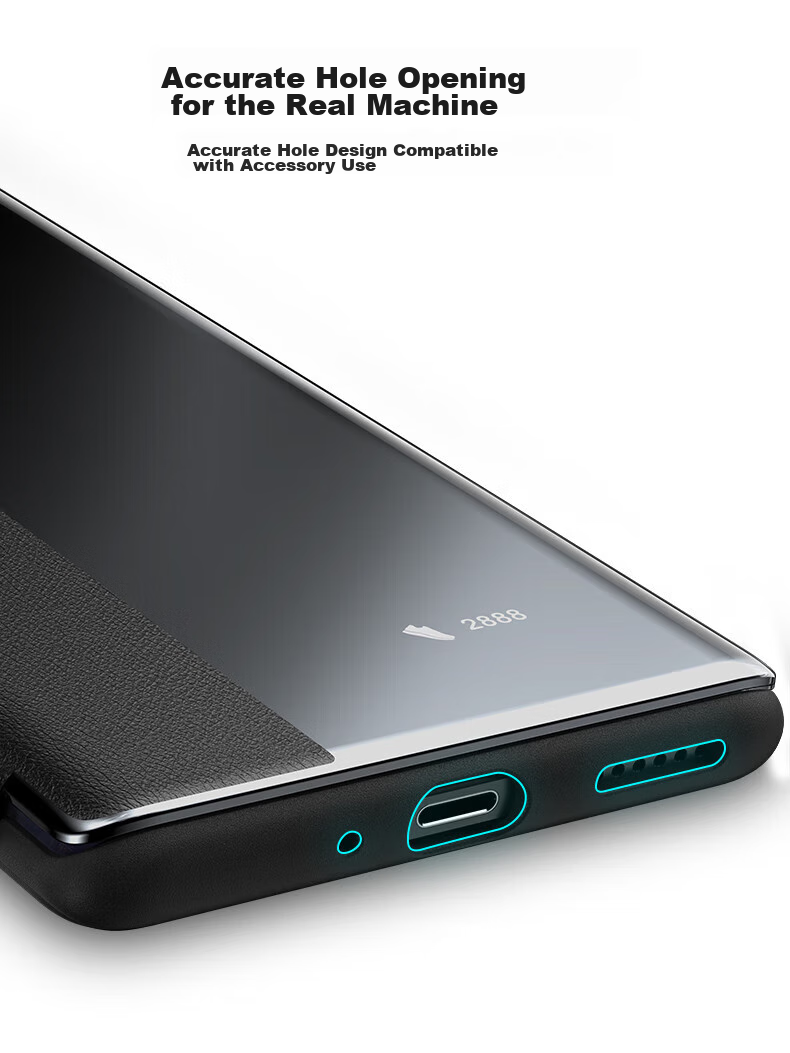 Чехол Eddga для Huawei Mate 30 Pro / Mate 30 Pro+, кожаный "Chuan Lian Jin Bao", с окном Smart View, защита от падений, без откидывания для ответа на звонки