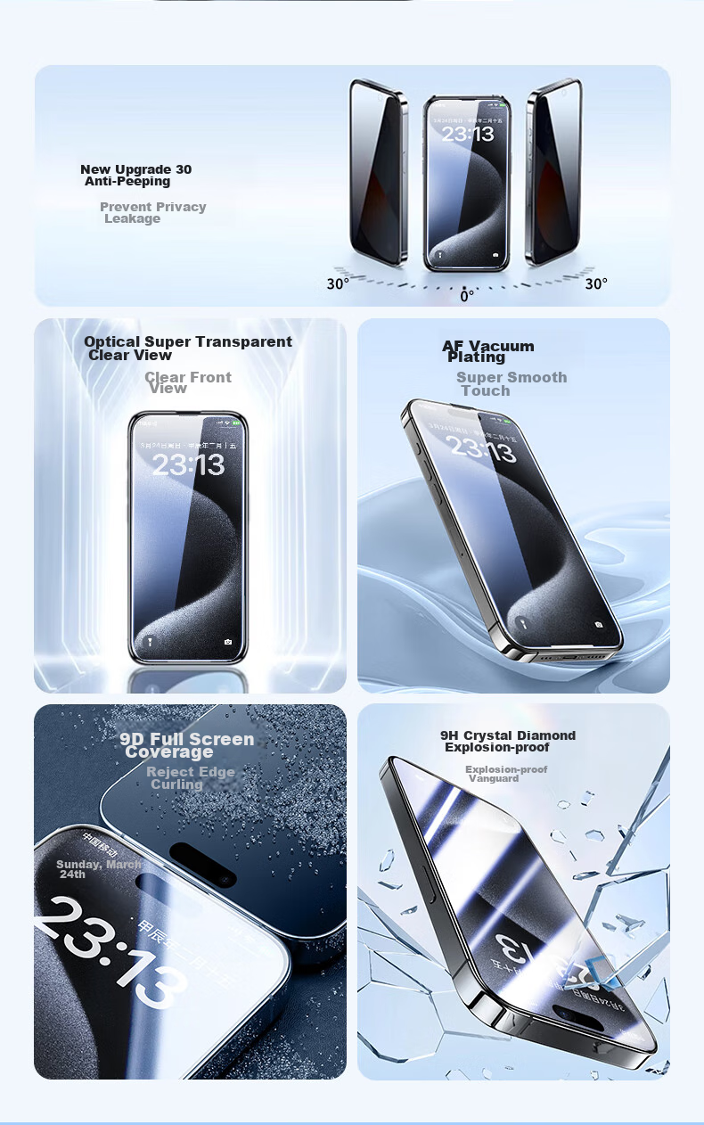 Защитная пленка LANGLING для Apple iPhone 11 Pro Max / XS Max, антишпионская, закаленное стекло, 2 шт.