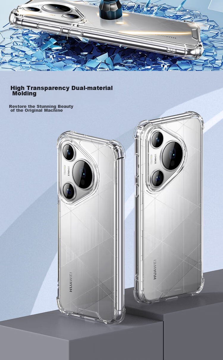 Чехол ESCASE для Huawei Pura70, защита от падений, мягкая оболочка с воздушной подушкой, двойной материал TPU + PC, высокая прозрачность