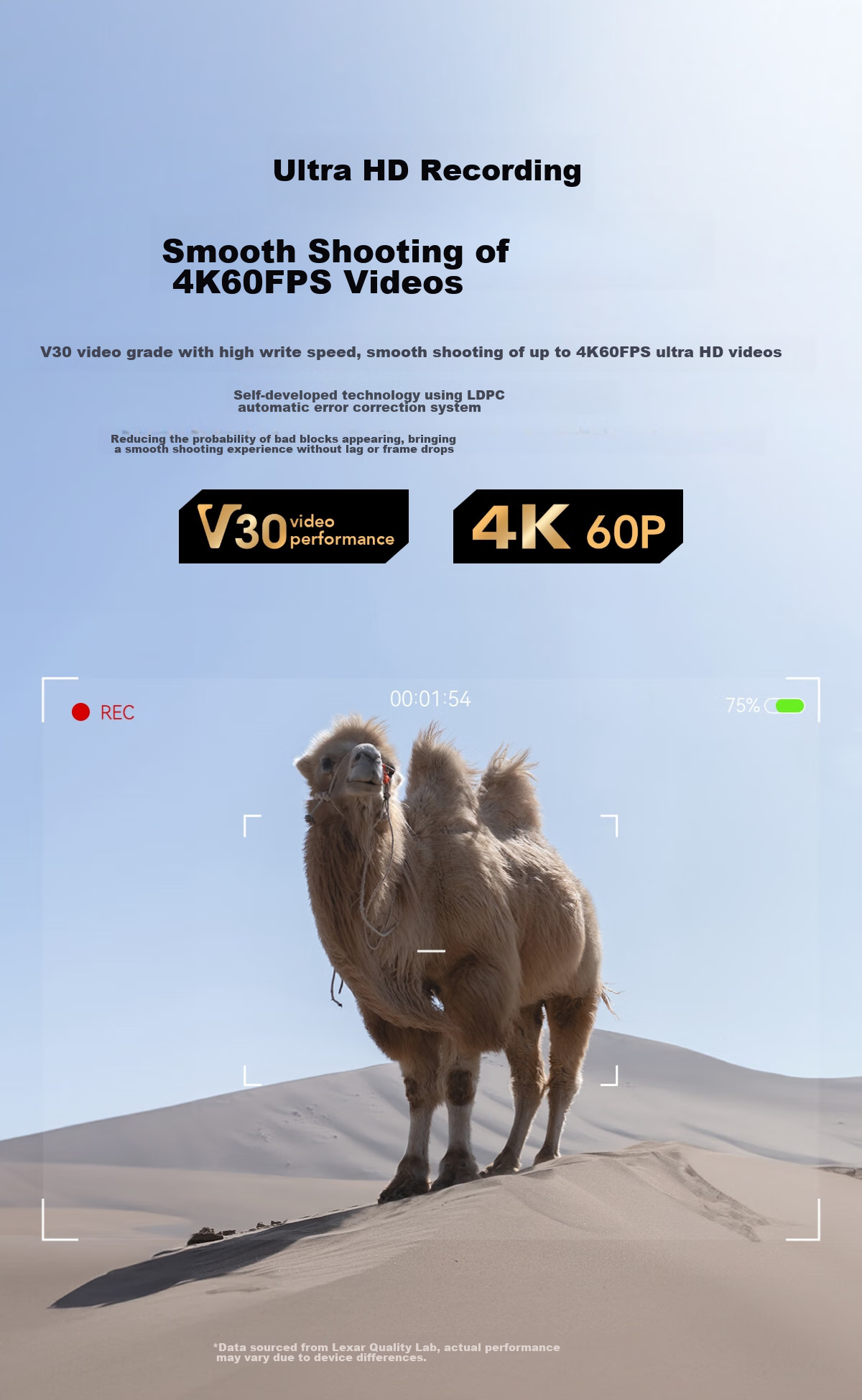Карта памяти Lexar 256GB SD U3 V30, высокоскоростная, для камер Canon, Sony, Fuji, Nikon, скорость чтения 205 МБ/с, записи 140 МБ/с, 4K Ultra HD, серебристая