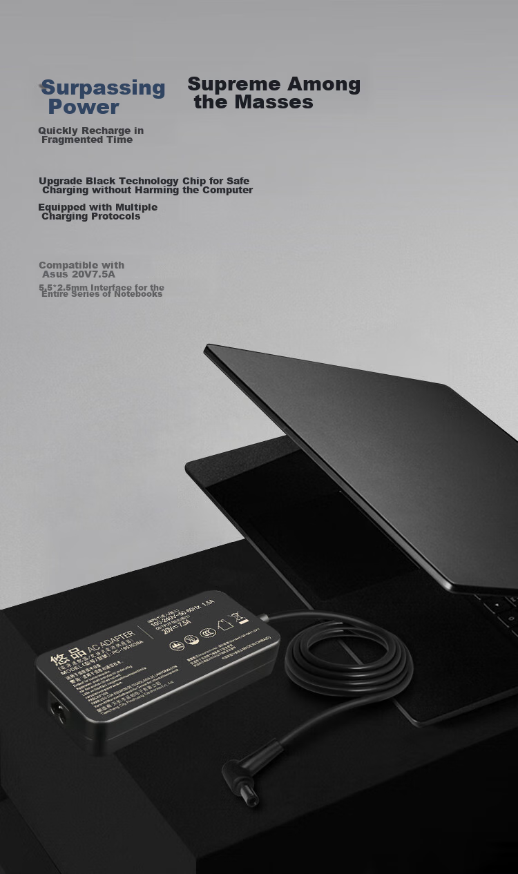 Зарядное устройство для ноутбука Youpin ASUS Feiying Baojia, 150 Вт, 20 В, 7.5 А, круглая вилка 6.0*3.7 мм с контактом