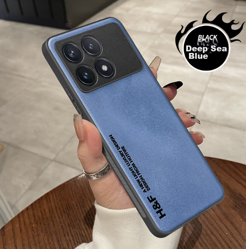 Чехол HotFire для Xiaomi Redmi K70/K70 Pro, кожаный, противоударный, простой стиль, коралловый синий