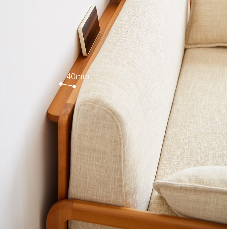 原始原素实木沙发床两用折叠北欧小户型客厅双人书房折叠床 1.2米-米色 JD-2411